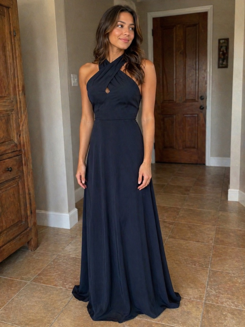 Elegant navy  Halter Maxi Dress